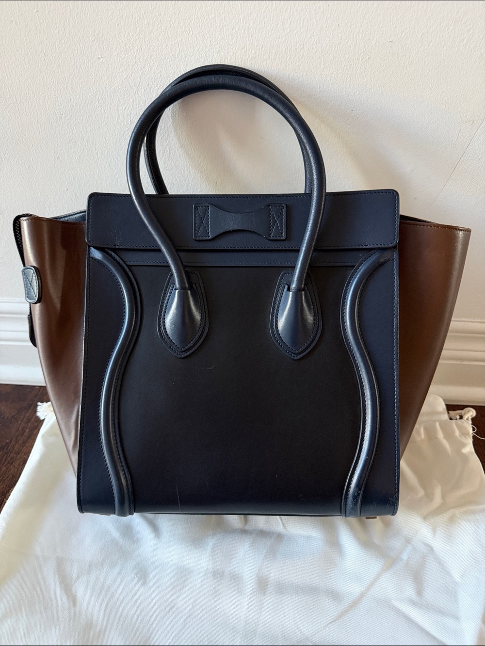 CELINE Black/Brown/Blue Leather Tote - Picture 5 of 11